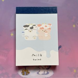 Milk Twins Memo Pad - Cute Kawaii Cow Print Notepad Stationery